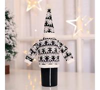 Christmas Sweater Wine Bottle Cover Collar Button Coat Design Wine Bottle Dress Xmas Party Decorations (Color : E Size (F As The Picture Shows)