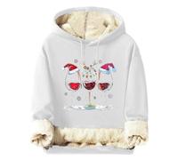 Christmas Sweaters For Men Fuzzy Hoodies with Classic Wine Glass Prints Loose Comfy Tops For Holiday Outdoor