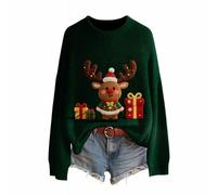 Christmas Sweaters for Women Crochet Knitted Long Sleeve Print Pullover Tops Cozy Embroidery Oversized Sweatshirts