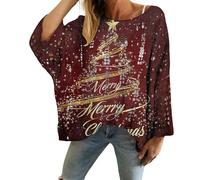 Christmas Sweaters for Women Crochet Knitted Long Sleeve Print Pullover Tops Cozy Embroidery Oversized Sweatshirts