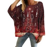Christmas Sweaters for Women Crochet Knitted Long Sleeve Print Pullover Tops Cozy Embroidery Oversized Sweatshirts