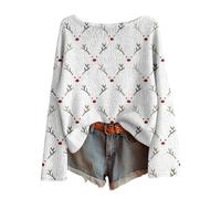 Christmas Sweaters for Women Teen Girls Boat Neck Imitation Ugly Sweater Pullovers Long Sleeve Boho Tops Xmas Holiday Clothes