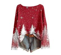 Christmas Sweaters for Women Teen Girls Boat Neck Imitation Ugly Sweater Pullovers Long Sleeve Boho Tops Xmas Holiday Clothes