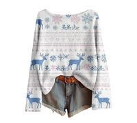 Christmas Sweaters for Women Teen Girls Boat Neck Ugly Pullovers Long Sleeve Boho Tops Xmas Holiday Clothes Outfits