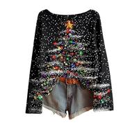 Christmas Sweaters for Women Teen Girls Boat Neck Ugly Pullovers Long Sleeve Boho Tops Xmas Holiday Clothes Outfits