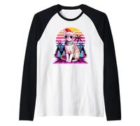 Christmas Synthwave Cornish Rex Sunglasses Camiseta Manga Raglan