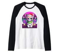 Christmas Synthwave Devon Rex Sunglasses Camiseta Manga Raglan