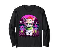 Christmas Synthwave Devon Rex Sunglasses Manga Larga