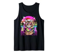 Christmas Synthwave Maine Coon Sunglasses American Longhair Camiseta sin Mangas