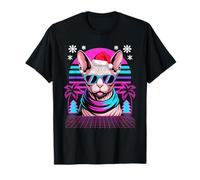 Christmas Synthwave Sphynx Sunglasses Canadian Hairless Cat Camiseta