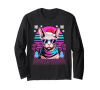 Christmas Synthwave Sphynx Sunglasses Canadian Hairless Cat Manga Larga