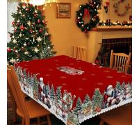 Christmas Tablecloth,Tablecloth Round&Rectangular,Joyful Festive Classic Tablecloths,Stain-Resistant&Washable Festive Holiday Dining Table Cover,for Home Party Picnic Dinner Decor (1, Rectangular)