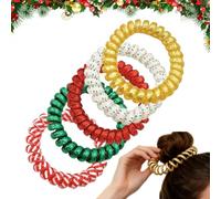 Christmas Theme Hair Ties - Soporte de silicona para ponytails, 5 unidades, bandas elásticas para el pelo para niños, mini anillos de colores, para mujeres, niñas, diarios, viajes, gimnasios