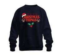 Christmas Things Santa Hat Stranger Demogorgon Navidad Serie Unisex Sudadera Sudadera, azul marino, S