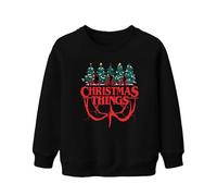 Christmas Things Stranger Navidad Demogorgon Niños Retro Unisex Niños Sudadera Sudadera, Negro , 140