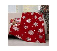 Christmas Throw Blanket Christmas Red White Snowflake Fuzzy Flannel Holiday Blanket for Living Room Bedroom Couch Sofa Bed Home Decor 60x80 Inch