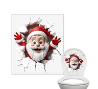 Christmas Toilet Cover Sticker - Wall-Breaking Santa Claus Self-Âdhesive Decor, Festive Window Clings | Fun Holiday Bathroom Accent, Easy Peel Design, Cute Seasonal Decoration Gift Home, Room