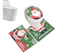 Christmas Toilet Seat Cover, Festive Rug Mat, Cartoon Bathroom Decor, Soft Fabric, Anti-Slip Backing, Bright Colors, Sturdy Material, Easy Setup, Holiday Theme, Perfect for Home, Dorm, Apartment