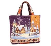 Christmas Tote Bag, Large Capacity Quilted Shoulder Handbag, Polyester | Carries Daily Essentials With A Spacious Interior, Lightweight Quilted Construction, Festive Christmas Patterns, Comfortable