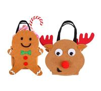 Christmas Tote Bags | 3X Portable Gingerbread Candy Storage Bags | Holiday Wrapping Bags for Stocking Stuffers, Doll, Event Supplies | Reutilizable, Festive Design for Christmas Parties and Eve