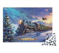 Christmas Train Adventure 100% Recycled Cardboard Train & Santa Sleigh 1000 Piece Jigsaws for Adults Brain Development Classic Games 52x38cm/1000pcs