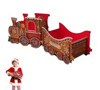 Christmas Train Gift Box, Cardboard Christmas Train with Spacious Compartments for Hold Presents Candy Holiday Party Family Decor (Red,B)