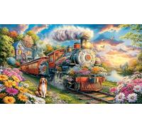 Christmas-Train-in-Snowy-Landscape 1000 Piezas Puzzle Educativo Papel Reciclado Juego Familiar Desafiante para decoración Mural y Regalos 38x52/1000pcs