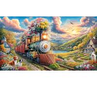 Christmas-Train-in-Snowy-Landscape 1000 Piezas Puzzle Reciclado Decoración Mural Hermosa para Adultos Juego Educativo Relajación 38x26/1000pcs