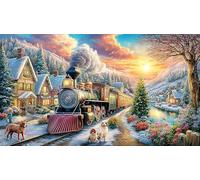 Christmas-Train-in-Snowy-Landscape Puzzle de 1000 Piezas para Adultos Juego Educativo relajación Papel Reciclado Desafiante Regalo 38x52/1000pcs