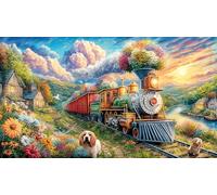 Christmas-Train-in-Snowy-Landscape Puzzle para Adultos y niños 1000 Piezas Juego Educativo Papel Reciclado Desafiante Actividad en casa 70x50/1000pcs