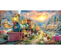 Christmas-Train-in-Snowy-Mountain-Landscape 1000 Piezas Puzzle Educativo Papel Reciclado Juego Familiar Desafiante para decoración Mural y Regalos 70x50/1000pcs