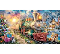 Christmas-Train-in-Snowy-Mountain-Landscape 1000 Piezas Puzzle Educativo para Adultos y niños Papel Reciclado Desafiante Actividad en casa 70x50/1000pcs