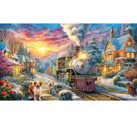 Christmas-Train-in-Snowy-Night 1000 Piezas Puzzle Reciclado Juego Familiar Divertido para Adultos Desafiante Actividad en casa 38x52/1000pcs