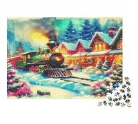 Christmas Train in Snowy Night Puzzle Imposible,desafío para Adultos Entretenimiento Creativo 1000 Piezas Obra De Arte De Juego De para Adultos Y Niños Mayores De 12 Años 38x26cm/1000pcs