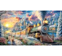 Christmas-Train-in-Snowy-Village 1000 Piezas Puzzle en Papel Reciclado para Adultos Regalo Divertido Actividad en casa Juego Educativo Idea 70x50/1000pcs