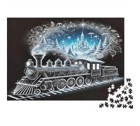Christmas Train in Snowy Village Rompecabezas Imposible,desafío para Adultos Entretenimiento Creativo 1000 Piezas Obra De Arte De Juego De para Adultos, Regalos A Partir De 14 Años 52x38cm/1000pcs