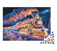 Christmas Train Lights Colourful Magical Christmas Train 1000 Pcs Jigsaw Puzzles Adults Brain Development Classic Educational Games 38x26cm/1000pcs