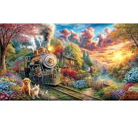 Christmas-Train-Loaded-with-Gifts-Traveling-Through-Snow-Scene 1000 Piezas Puzzle Familiar Desafiante y Divertido Papel Reciclado para Adultos 38x52/1000pcs