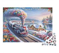 Christmas Train Ride Colourful Candy Smoke Train 1000 Pcs Jigsaws for Adults The Impossible Challenge Brain Development 38x26cm/1000pcs