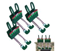 Christmas Treat Bags | Adorable Goodies Bags with 2 Long Legs | 3X Parties Supplies Organizer Bag | Festive Felt Goodies Bags for Kids' Christmas Parties and Holiday Decorations