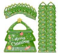 Christmas Treat Bags, Kids Xmas Sealable with Handle 10 Pcs, Leak-Proof & Sealable Zipper Design Mini Christmas Tree Treat Transparent Party Favor Goodie Bag Classroom Favors Travel Snacks(#A*30)