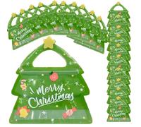 Christmas Treat Bags, Kids Xmas Sealable with Handle 10 Pcs, Leak-Proof & Sealable Zipper Design Mini Christmas Tree Treat Transparent Party Favor Goodie Bag Classroom Favors Travel Snacks(#A*20)