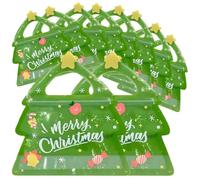 Christmas Treat Bags, Kids Xmas Sealable with Handle 10 Pcs, Leak-Proof & Sealable Zipper Design Mini Christmas Tree Treat Transparent Party Favor Goodie Bag Classroom Favors Travel Snacks(#A*10)