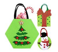 Christmas Treat Bags, Non Woven Bags for Candy Treats, Set of 3 Reusable Goodie Bags with Handles, Christmas Tote Bags for Holiday Shopping, Seasonal Bags for Kids and Adults