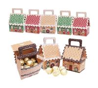 Christmas Treat Boxes,8 Pieces Holiday Goodie Package With Handle | 10x7.5x16.7cm Christmas Wrapping Containers - For Party Function-Aesthetic Office Centerpiece Dessert Favor Cookie Candy
