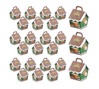 Christmas Treat Wrap Boxes, House Treat Cookie Wrap Boxes, Cardboard Candy Cookie Boxes with Handles, Christmas Pastry Cupcake Boxes for Holiday Treats, House Christmas Treat Boxes