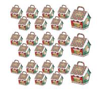 Christmas Treat Wrap Boxes, House Treat Cookie Wrap Boxes, Cardboard Candy Cookie Boxes with Handles, Christmas Pastry Cupcake Boxes for Holiday Treats, House Christmas Treat Boxes