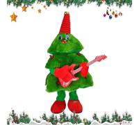 Christmas Tree - 14.96 Inch Wiggle Stuffed Tree for Holiday Fun, Party Entertainment with Interactive Music Function, Animated Toy for Desktop Kids Adults, Plush Green, Gift Box Packaging