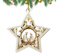 Christmas Tree Acrylic Ornament - Birth of Jesus 2D Flat Hangable Nativity Ornament for Mantel, Windowsill, Door, Wall, Living Room, Bedroom, Balcony, Garden, Cafe, Lightweight, Easy to Festive