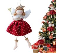 Christmas Tree Angel Decoration - Plush Angel Girl Ornament With Pearl Headband And Lanyard | Cute Keepsake Pendant For Tree, Farmhouse, Window, Door, Wall, Balcony, Garden, Cafe, Restaurant, Home Hol